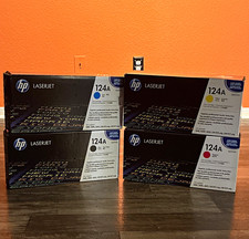 HP 124A Genuine Toner Set BK/C/M/Y Q6000A Q6001A Q6002A Q6003A