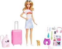 Barbie-Puppe, Reise-Barbie Mit Blonden Haaren, 10+ ReisezubehöR, Aufkleber, Koff