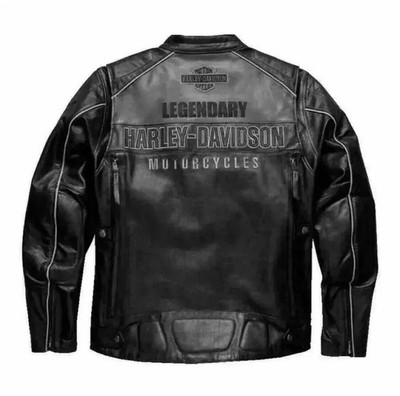 Harley Herren schwarz Rindsleder Motorradjacke Biker Style Cruiser Oberbekleidung