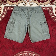 Vintage Y2K Dickies Olive Green Baggy Carpenter Canvas Cargo Shorts Size 36x13