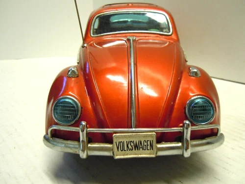 1960 Large 14" Tin Battery Op. Japan Bandai VW Bug. EXCELLENT & WORKS.