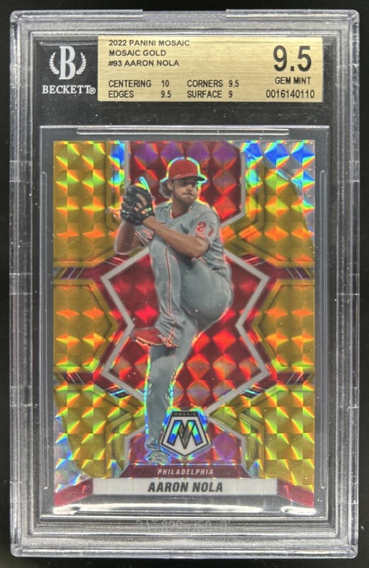 2022 Panini Mosaic Aaron Nola Gold #/10 Phillies BGS 9.5 GEM MINT