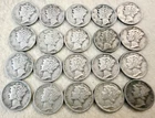 Lot Of 20 Mercury Dimes - Mixed Dates - 90% Silver  - Ungraded