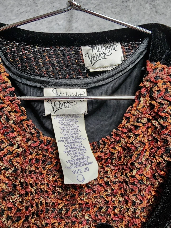 Vestido e jaqueta de jantar feminino tamanho 20 veludo meia-noite preto formal casamento igreja  - Imagem 3 de 4