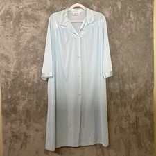 Vintage Vanity Fair Blue Robe Housecoat Duster Size M Nylon/poly Made in USA