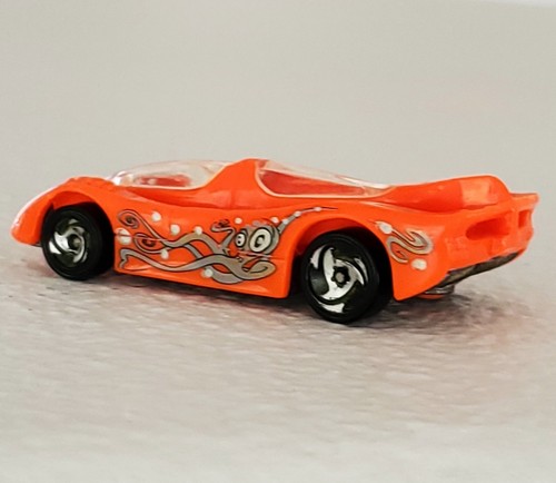 1994 Hot Wheels Power Pistons Diecast Toy Car Neon Orange Racecar Octopus - Picture 2 of 8