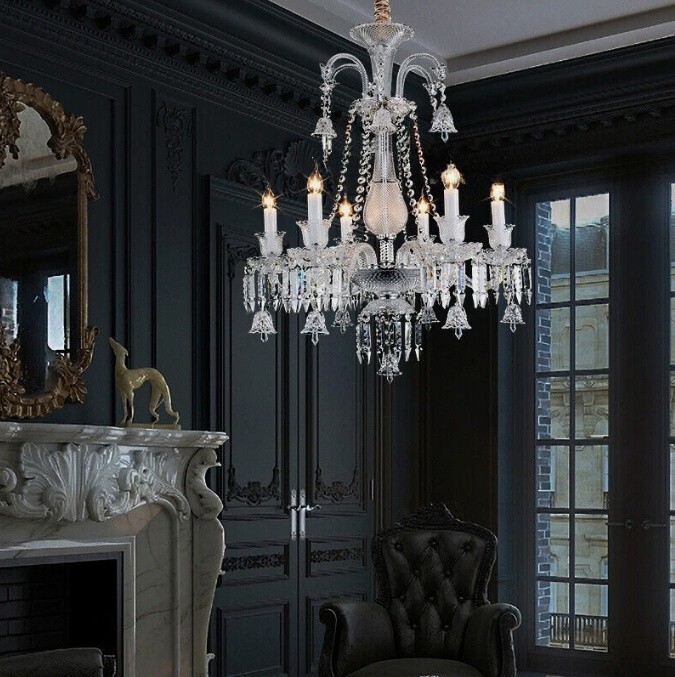 6 Head Modern Crystal Chandelier French Pendant Lamp Luxury Hanging Light