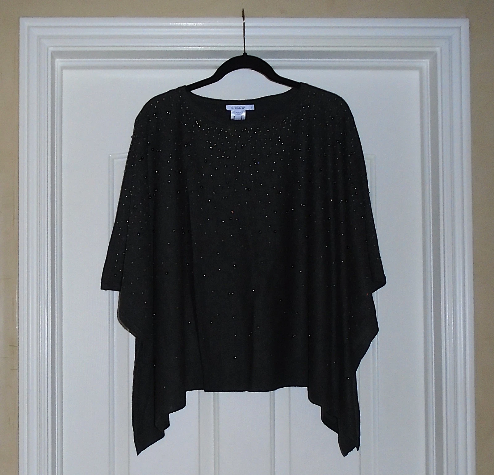 Chico's PEARL CASHMERE BLEND PONCHO L/XL Dark Graphite Gray Sweater NWT $119