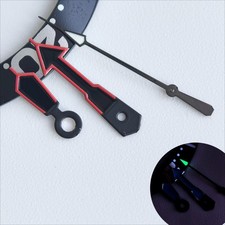 Red Trim Black Painted Black Second Green Lume Watch Hands for NH35/36 Movement