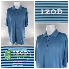 IZOD X-Treme Function Polo Golf Shirt Men s XXL Blue Stripe Polyester YGI C6-20