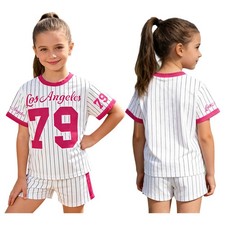 Girls Sportswear Lightweight Shorts Set Athletic 2-Piece Outfit Toddler Girls