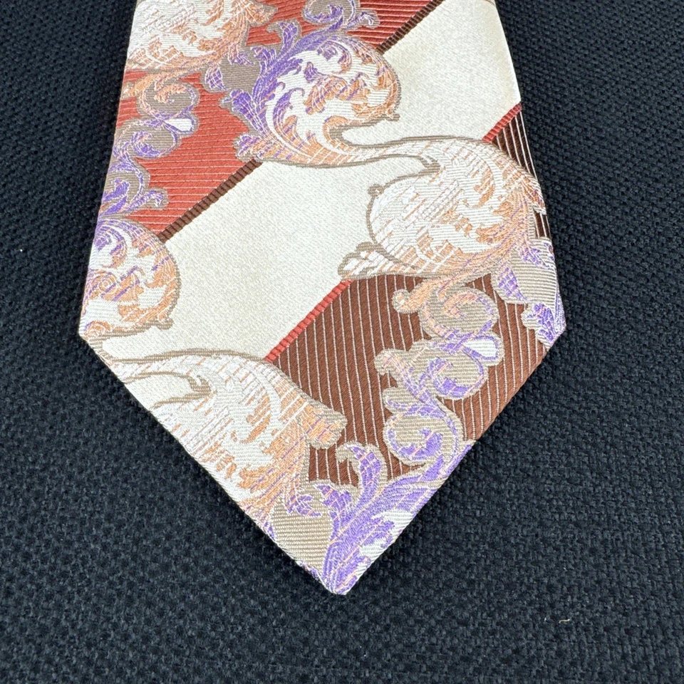 Corbata Steve Harvey beige púrpura naranja cachemira para hombre 100 % seda 60 x 4 Foto 3 de 4