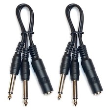 1/4 Inch Mono TS Female to 2 x 1/4 Inch Mono TS Y 1:2 Splitter Cable 2 
