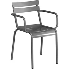 Lancaster Table & Seating Matte Gray Powder Coated Outdoor Arm Chair -5ct