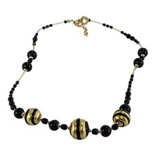 Murano-Glas Halskette Schwarz Gold Venedig 52cm