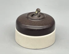 Vintage GEC Vitreous 1 Gang 2 Way Bakelite & Ceramic Toggle Light Switch