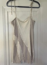 Urban Outfitters Dress Womens L Beige Tan Mini Bodycon Knit Ruffles
