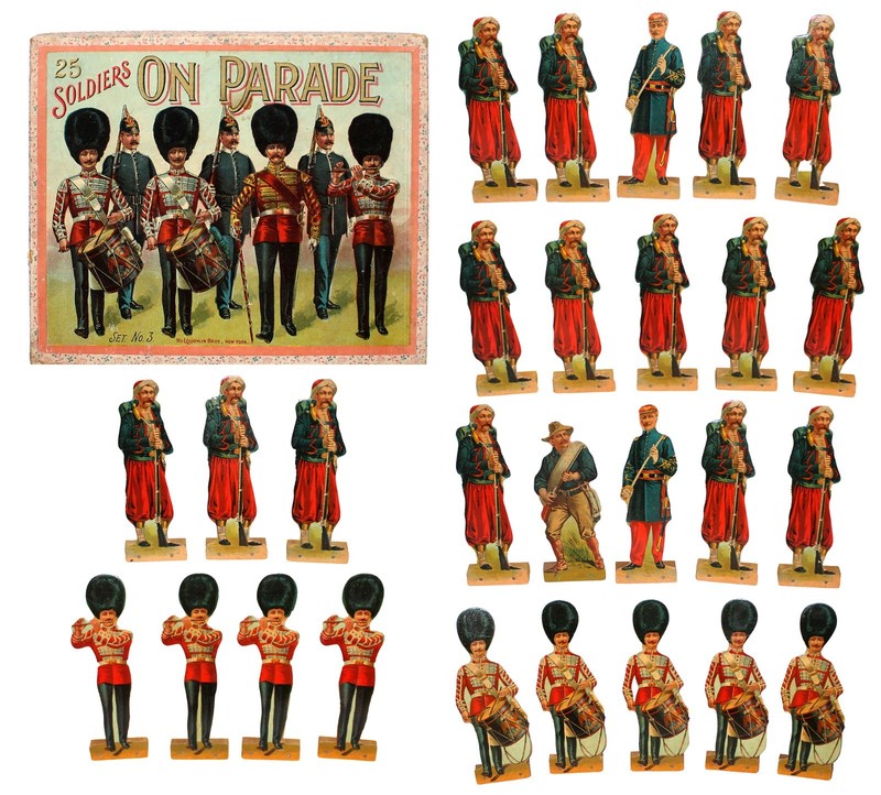 Boxed 27 Assorted 19th Century McLoughlin Bros. Soldiers inc. Zouaves