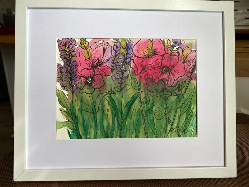 Original watercolor  7 in x 5 in "Through the Weeds 1"  by Angel Rose