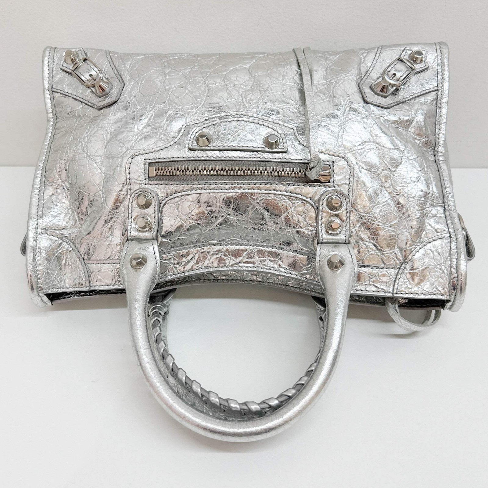 BALENCIAGA Mini City Silver Leather Bag thumbnail 7