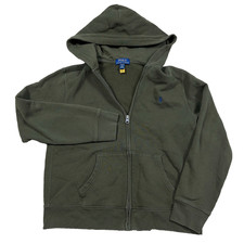 Polo Ralph Lauren Hoodie Youth Boys Large Olive Green Blue Full Zip Jacket Army