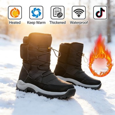 Snow Resistant Winter Plush Warm Mid-Calf Boots Men's Outdoor Casual ...