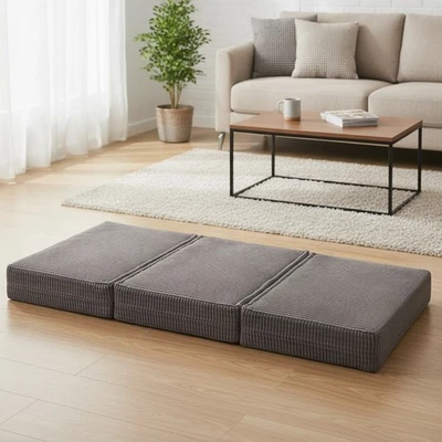 Matelas futon lit Z adulte britannique gris pliable meuble multi-usage - Photo 1/4