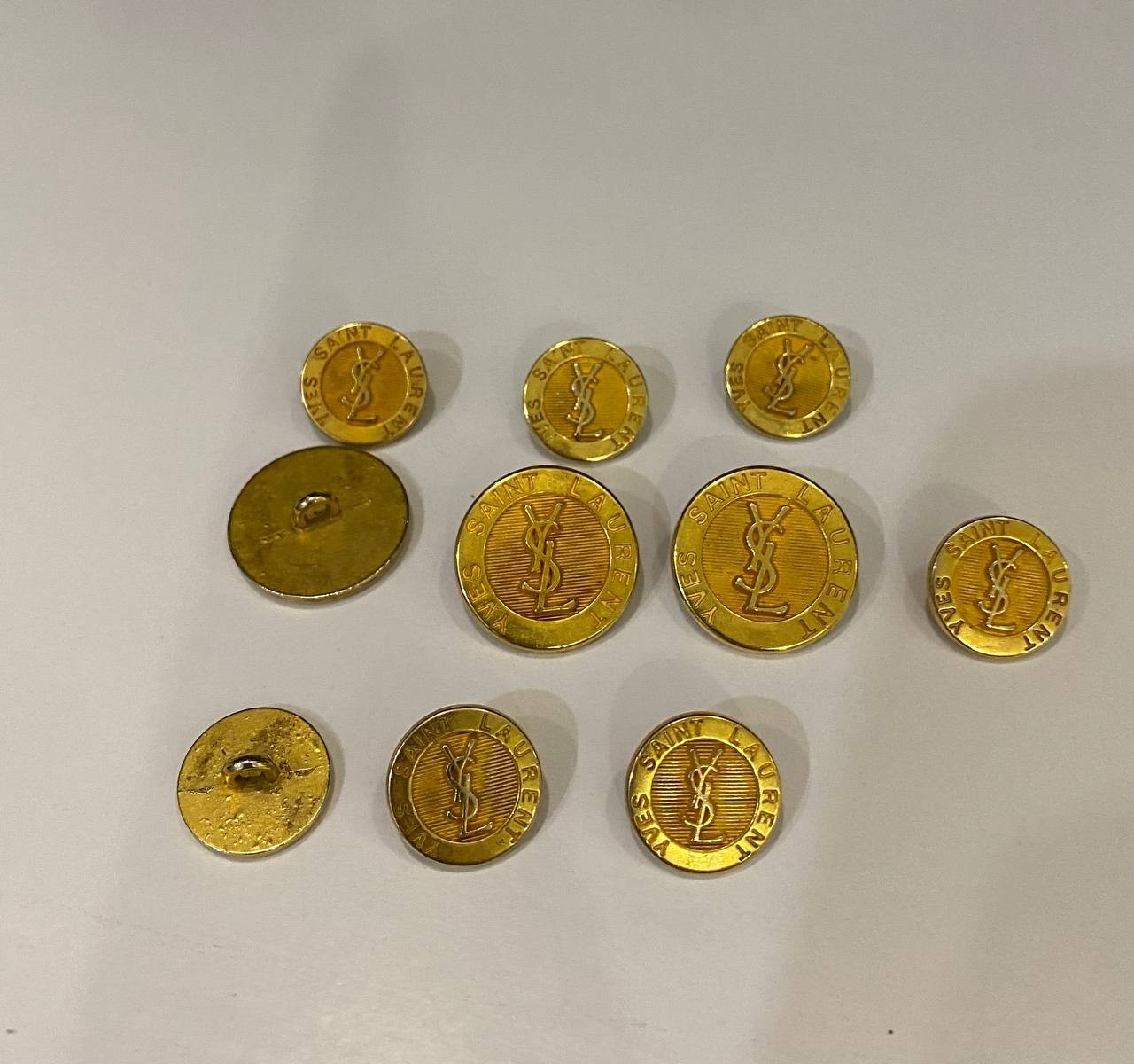 YVES SAINT LAURENT YSL Rare Vintage Gold Logo Designer  Button Without Fees image 7