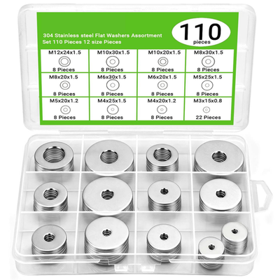 #ad #ad 110Pcs 304 Stainless Steel Flat Washers Fender Washers Assortment Kit 12 Sizes $10.99