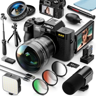 Digital Camera 5K 64MP 16X Camcorder YouTube WiFi for Photography 32GB TF