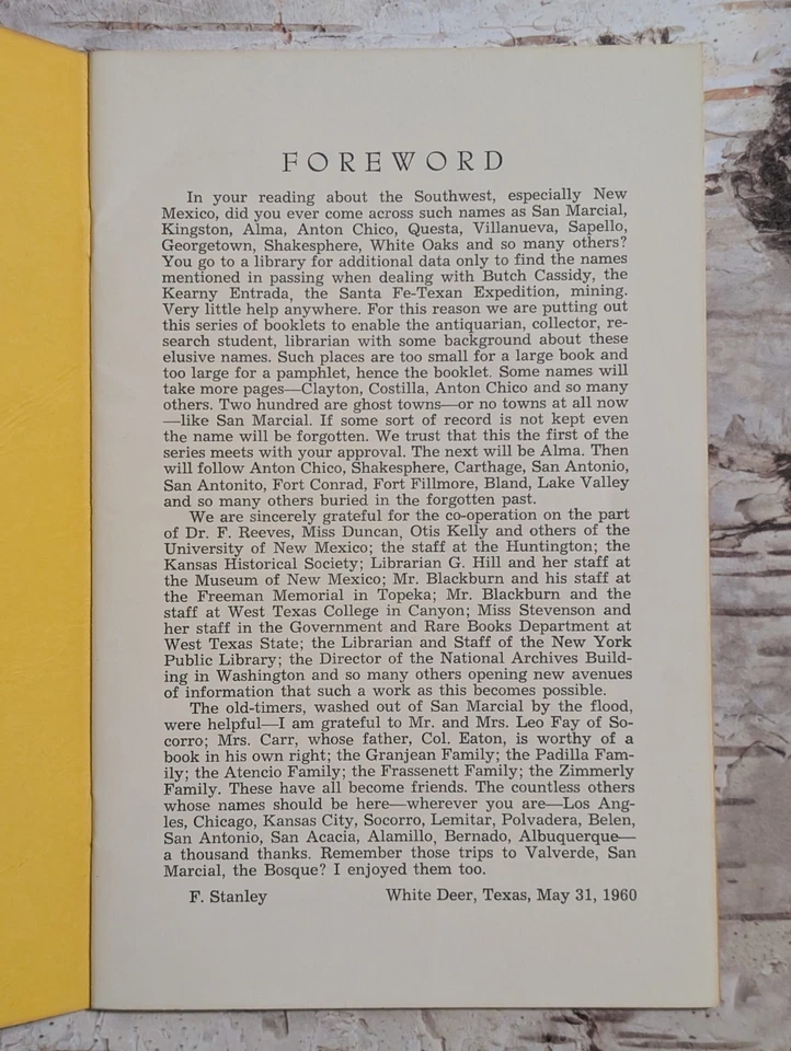 The San Marcial (New Mexico) Story - F. Stanley (1960 Booklet) Rare History  - Image 4 of 4