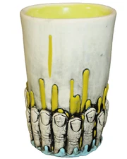 6" Creepy Zombie Finger Vase Hand Painted Artist Made Signed Halloween Hand Made
