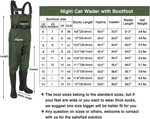 Durable Bootfoot Fishing Waders with Adjustable Belt - Waterproof Sizes 6-14 - Picture 6 of 10