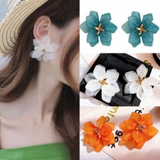 Women Girl Exaggerated Flower Stud Earrings Stud Orange Drop Dangle Fashion Gift