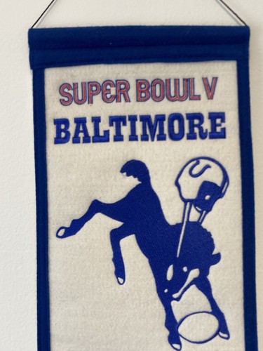 Baltimore Colts Banner Super Bowl V NFL Embroidered Banner 32” - Picture 2 of 9