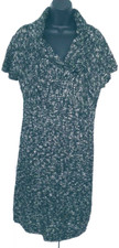 NEW DIRECTIONS sz XL Black/White Shawl Collar SS A Line Sweater Dress 20202439