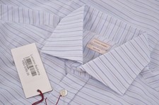 NWT Luciano Barbera Size Medium Dress Shirt in Blue White Made in Italy New