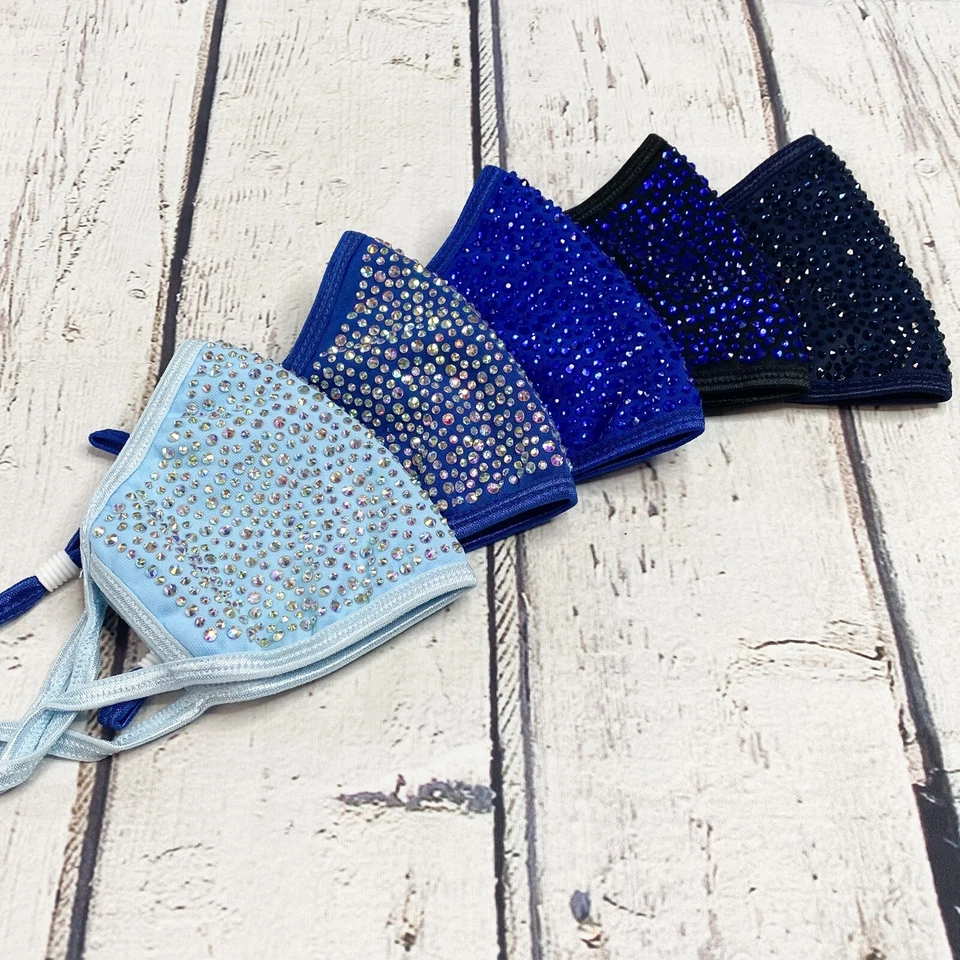 USA Face Mask Washable Reusable Bling Rhinestone Glam Cotton Fabric Cover Filter - Image 2 of 4