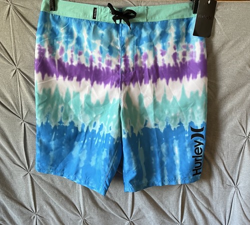 Hurley Swimtrunks Boys 18/29 Tie Dye New With Tags Neptune Blue 9” Inseam