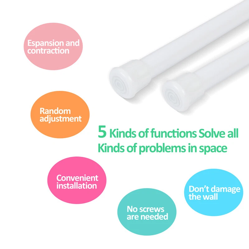 Barra de cortina de tensión de acero de alta resistencia carga de resorte poste de cortina ajustable 23"-43" Foto 2 de 4