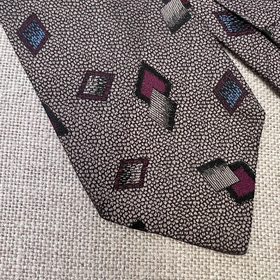 Corbata Andrew Fezza Hombre Tejida Seda Geométrica 59.5x3.5 Hecha a Mano Italia Trabajo Núcleo No Foto 2 de 4