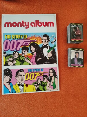 MONTY GUM 1985 STORY OF JAMES BOND 007 COMPLETE 200 LOOSE STICKERS+ALBUM+PACK