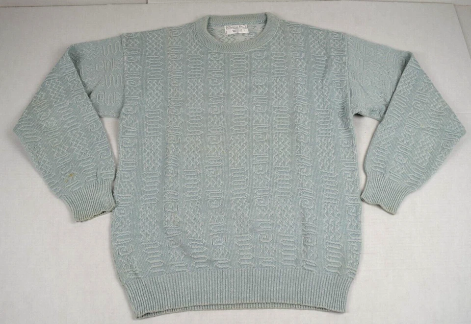 Suéter Christian Dior De Colección Talla M Años 80 Verde Onda Deco Algodón Hecho en EE. UU. Foto 2 de 4