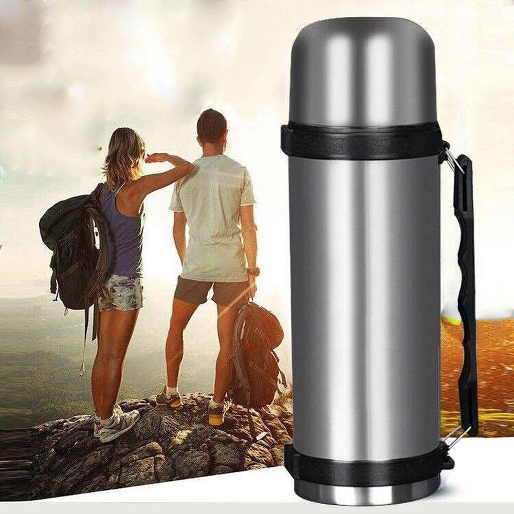 1200ML Stainless Steel HOT/COLD Vacuum Thermos Flask Carry Handle for  Camping