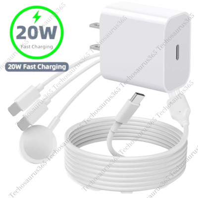 Magnetic Fast Charger Cable USB C Block For Apple Watch 7/6/5/4/3/2/1/SE iPhone