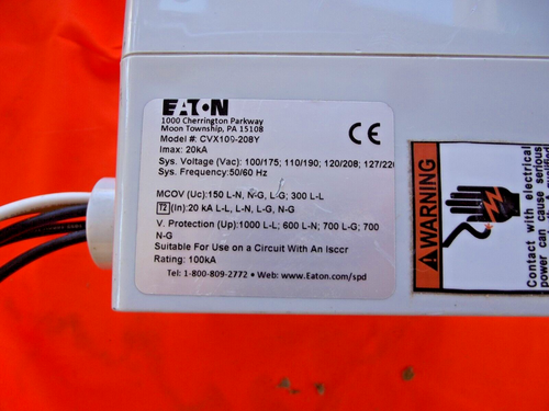 EATON CVX100-208Y SURGE PROTECTOR 4 12 4a - Picture 3 of 5
