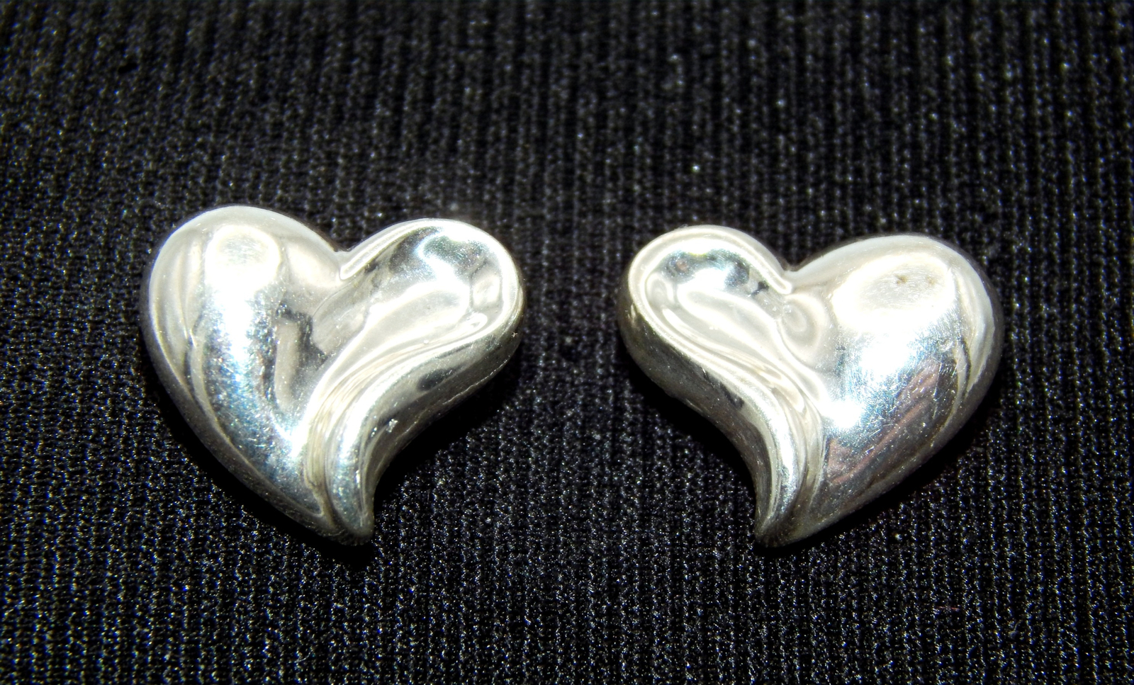 .925 Sterling Silver Solid Heart Post Earrings - image 1