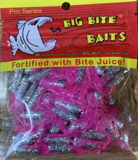 Big BiteBaits #15CRGH50B-07 Crappie Tube Silver Glitter Pink-1pk of 50pcs-SHIP24