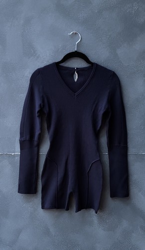 Jacquemus Blue Long Sleeve Stretch Knit Short Playsuit L NWTs