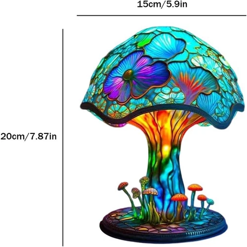 Vintage Table Lamp Mushroom Table Lamps Stained Bohemian Resin Night Light Lamp - Picture 2 of 21